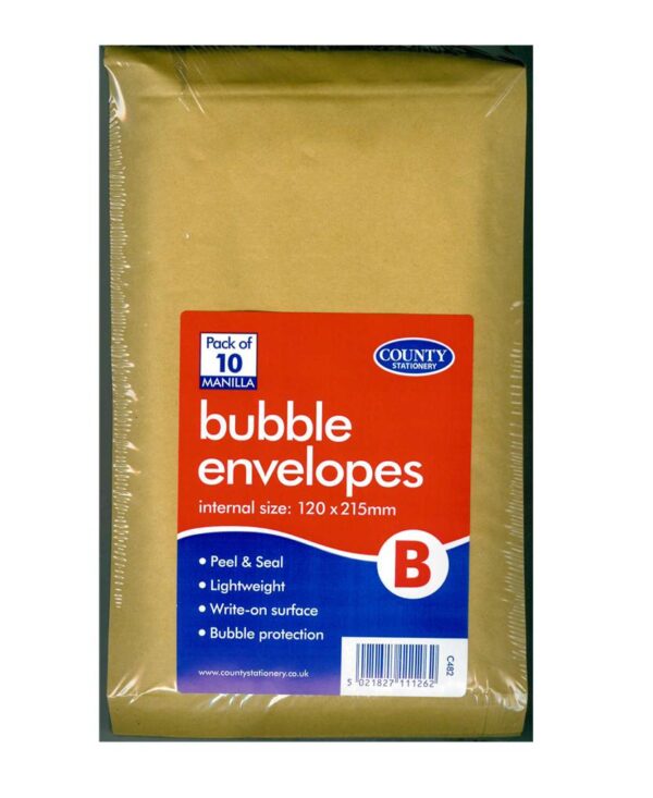 COUNTY GOLD BUBBLE MAILERS B 120MM X 215MM PACK OF 10