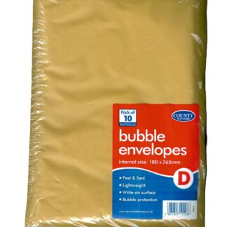 COUNTY GOLD BUBBLE MAILERS D 180MM X 265MM PACK OF 10