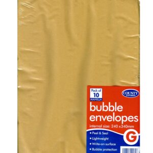 COUNTY GOLD BUBBLE MAILERS G 240MM X 340MM PACK OF 10