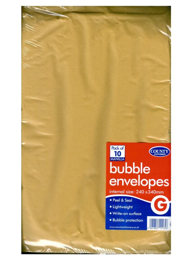 COUNTY GOLD BUBBLE MAILERS G 240MM X 340MM PACK OF 10