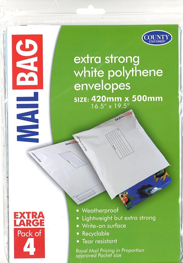 COUNTY Set of 4 Extra Large Polythene Mail Bags