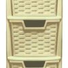 Cream-Colored Medium 3-Drawer Rattan Plastic Storage Tower Unit