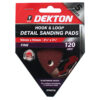 DEKTON 120 Grit Hook and Loop Detail Sanding Pads, 93mm x 93mm, Pack of 5