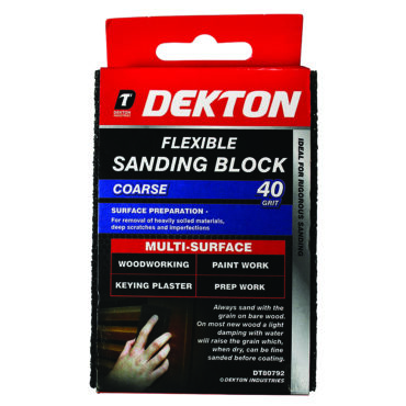 DEKTON 40 GRIT FLEXIBLE COARSE SANDING BLOCK