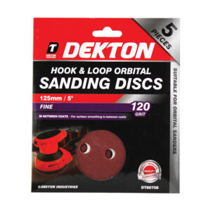 DEKTON 5-Inch/125mm Hook and Loop Sanding Discs, 120 Grit, Pack of 5