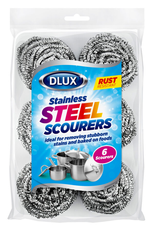 DELUX Stainless Steel Scrubbers, Pack of 6