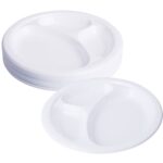 DELUXE 10.25'' Round Plastic Plates with 3 Compartments - Pack of 50