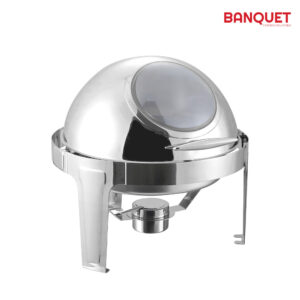 **Design**: This chafing dish features a round shape with a roll-top lid, allowing for easy access and serving. The lid includes a window, so guests can view the contents...