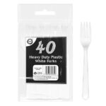 DID Heavy Duty White Plastic Forks - Pack of 40