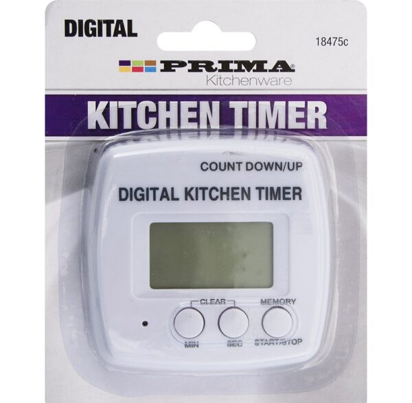 Digital Kitchen Timer in Prima White