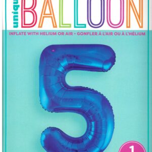 Distinctive 34-inch Blue Glitz Foil Balloon - Number 5 for Birthday Celebrations