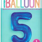 Distinctive 34-inch Blue Glitz Foil Balloon - Number 5 for Birthday Celebrations