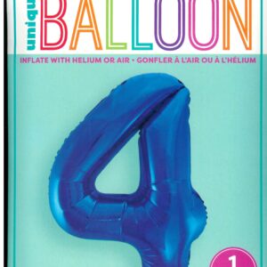 Distinctive Blue Glitz Number 4 Foil Birthday Balloon, 34 inches