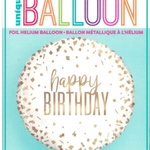 Distinctive Gold Confetti Happy Birthday Round Foil Balloon 18