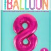 Distinctive Pink Glitz Number 8 Foil Balloon for Birthdays, 34 Inches