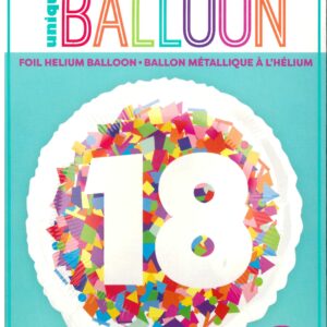 Distinctive Vibrant Confetti Number 18 Round Foil Balloon 18