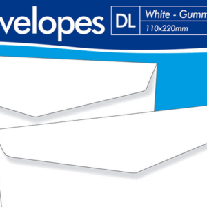 DL Size White Envelopes with Gum Seal - 110 x 220 mm, Pack of 50