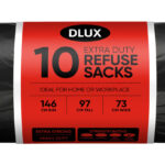 DLUX Super Heavy Duty Trash Bags / Bin Liners, Pack of 10