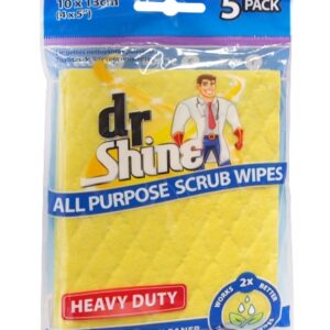 Dr. Shine Heavy Duty All-Purpose Scrub Wipes, Pack of 5