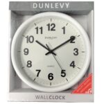 DUNLEVY White 10" Round Plastic Wall Clock
