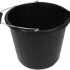 Durable 13.5 Liter / 3 Gallon Black Plastic Construction Bucket