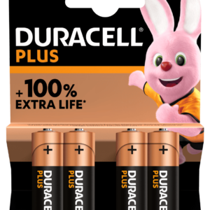 Duracell Plus AA Alkaline Batteries 4-Pack with 100% Extra Life!