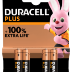 Duracell Plus AAA Alkaline Batteries, Pack of 4, with 100% Increased Lifespan!