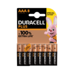 Duracell Plus AAA Alkaline Batteries Pack of 8 *Limited Time Offer* with +100% Extended Life!