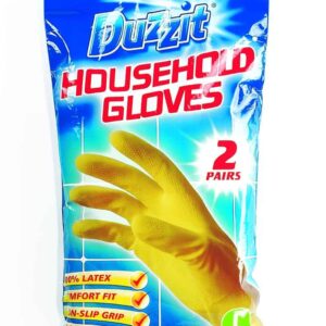 DUZZIT LARGE HOUSEHOLD LATEX GLOVES - 2 PAIRS