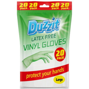 Duzzit Large Vinyl Gloves, 20 Pack