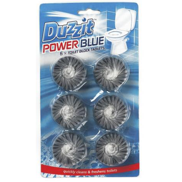 Duzzit Power Blue Toilet Blocks are a type of cleaning product designed for use in toilets. They typically come in a pack of six blocks. These blocks are placed in the toilet...