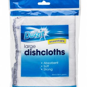 DUZZIT Premium Large White Dishcloths, Pack of 4