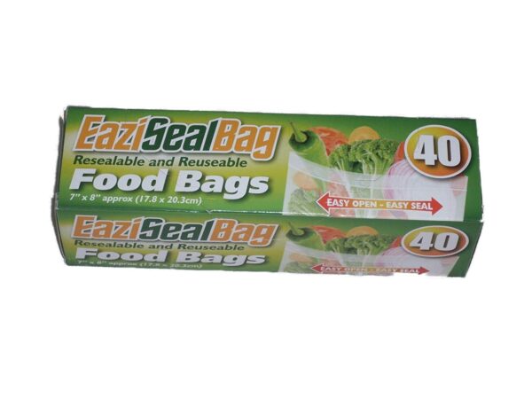 Eaziseal Reusable Food Storage Bags 17cm x 20cm, Pack of 40