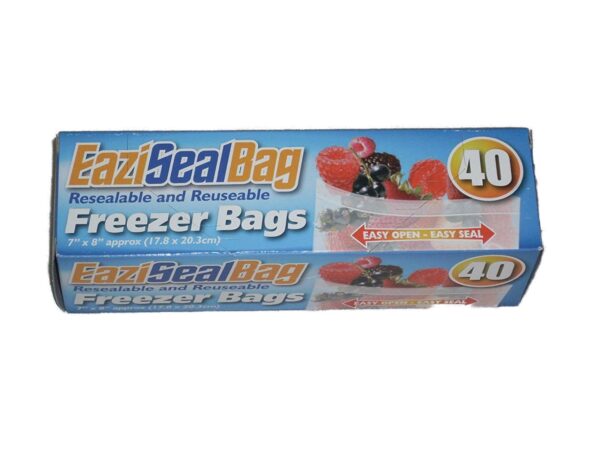 Eaziseal Reusable Freezer Bags, 17cm x 20cm, Pack of 40