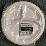 Eco-Friendly 3-Section Bagasse Plate - Natural Leaf Design, 10" / 25cm, Pack of 50