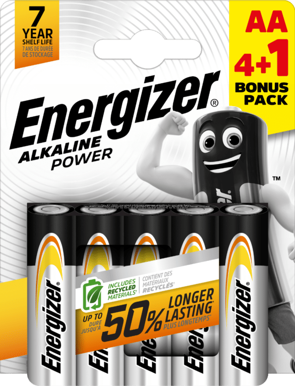 Energizer AA Alkaline Batteries 5-Pack (Includes 1 Free)