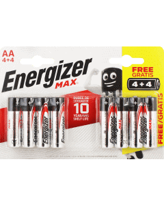 Energizer MAX AA Alkaline Batteries Pack: 8 (4 Batteries + 4 Bonus)