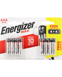 Energizer MAX AAA Alkaline Batteries Pack of 8 (Buy 4, Get 4 Free)