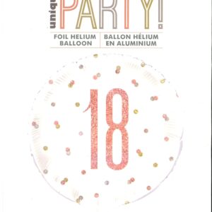 Exclusive 18th Birthday Rose Gold Glitter Number Round Foil Balloon, 18 Inches