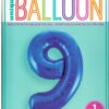 Exclusive 34-inch Blue Glitz Number 9 Foil Birthday Balloon