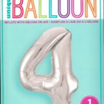 Exclusive 34" Silver Glitz Number 4 Round Foil Birthday Balloon
