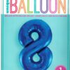 Exclusive Blue Glitz Number 8 Foil Balloon for Birthdays - 34 Inches