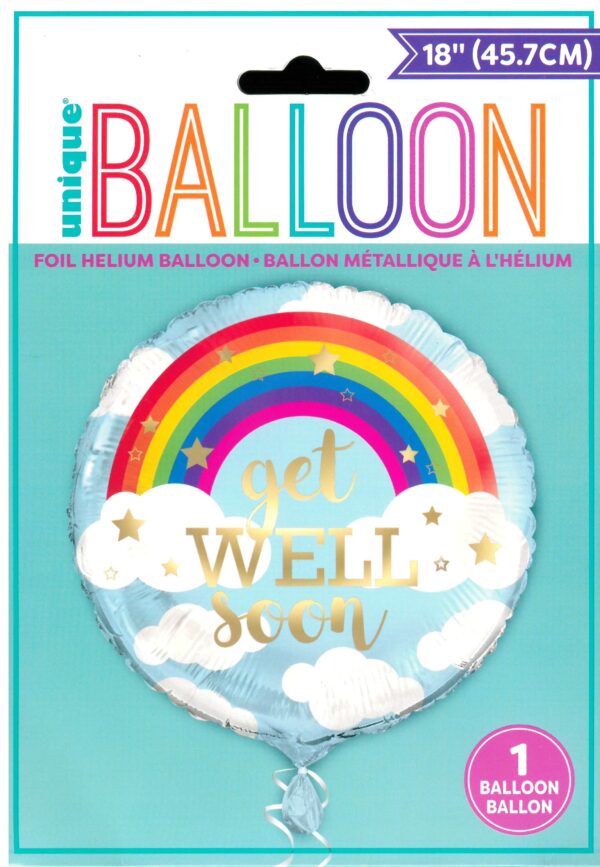 Exclusive Get Well Soon Rainbow Round Foil Balloon, 18 inches