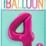 Exclusive Pink Glitz Number 4 Foil Balloon for Birthdays, 34 Inches
