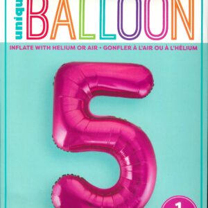 Exclusive Pink Glitz Number 5 Foil Balloon for Birthdays, 34 Inches