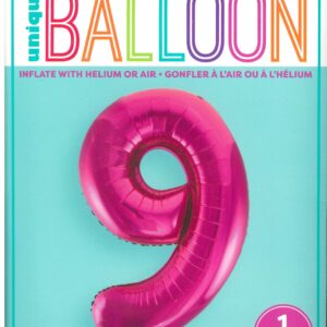 Exclusive Pink Glitz Number 9 Foil Balloon for Birthdays, 34 Inches