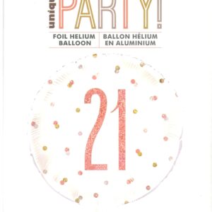 Exclusive Rose Gold Glitz 21st Birthday Round Foil Balloon, 18