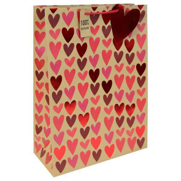 Extra Large Kraft Gift Bag with Valentine's Hearts