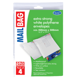 Extra Large Mail Bag Retail Packs - 420 x 500mm, Set of 4