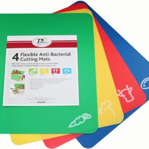 FACKELMANN FLEXIBLE ANTI-BACTERIAL CUTTING MATS, PACK OF 4